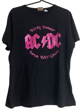 AC/DC Dirty Deeds Done Dirt Cheap Black Graphic T-Shirt Womens 26W 28W Rockware